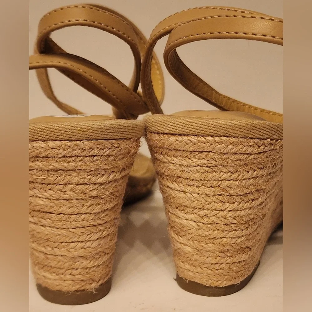 Joie Lila Wedge Leather Sandals Women’s Tan Size 8.5